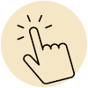 Icon of a hand pointing with an extended index finger, surrounded by a circular yellow background, symbolizing interaction or selection.