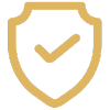 Golden shield icon with a check mark, symbolizing security, protection, and trust. Golden shield icon with a check mark, symbolizing security, protection, and trust.